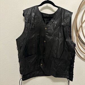 Vintage Canyon Creek Patchwork Leather Vest - Laced Sides ⛓️
